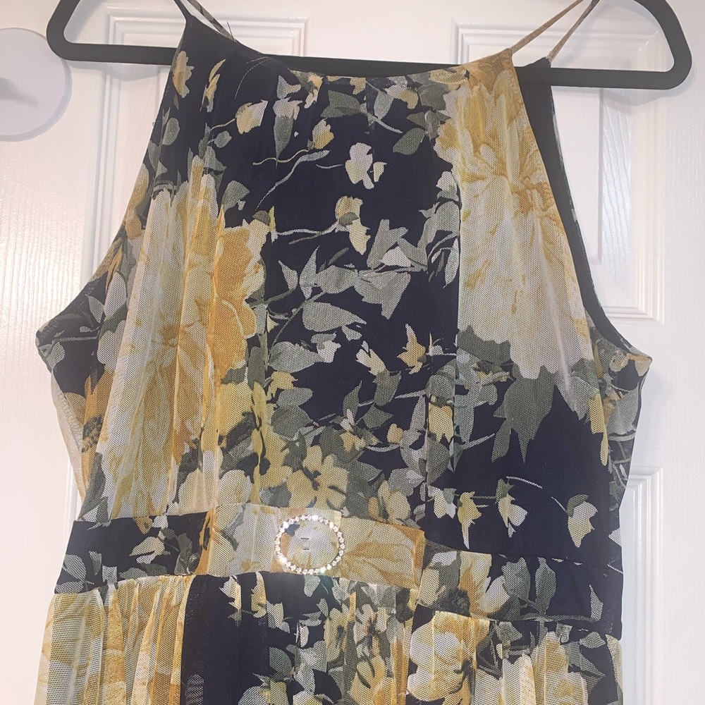 Navy blue and yellow flower dress